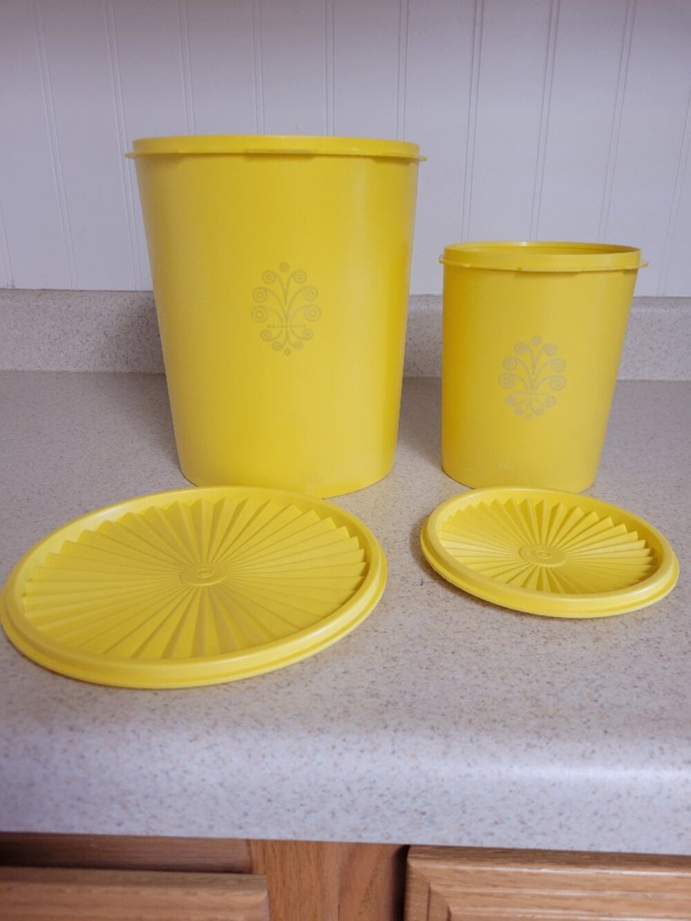 Vintage Flour and Coffee Yellow Tupperware Canisters